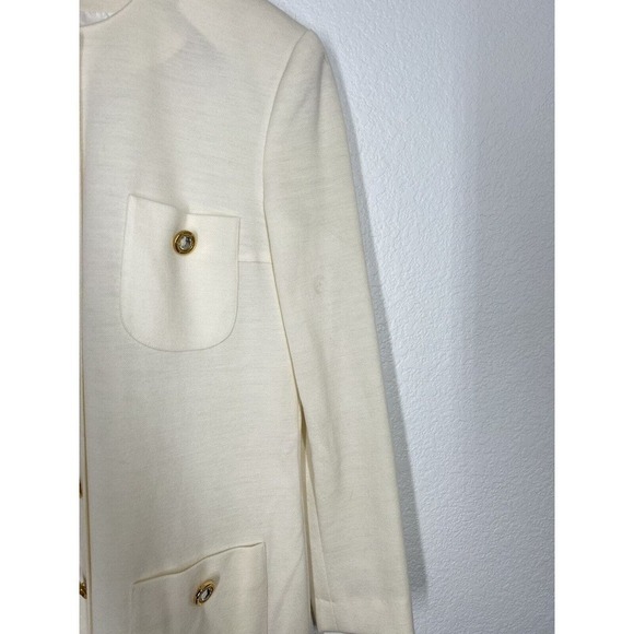 Vintage Escada Wool Dress Size 36 US Small S Ivory Classic Preppy Jeweled - Picture 4 of 8